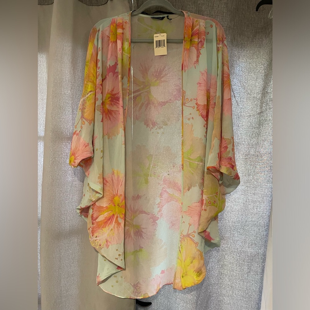 New Guess Marciano Kimono Swim Light Chiffon Floral Cover Up XS S